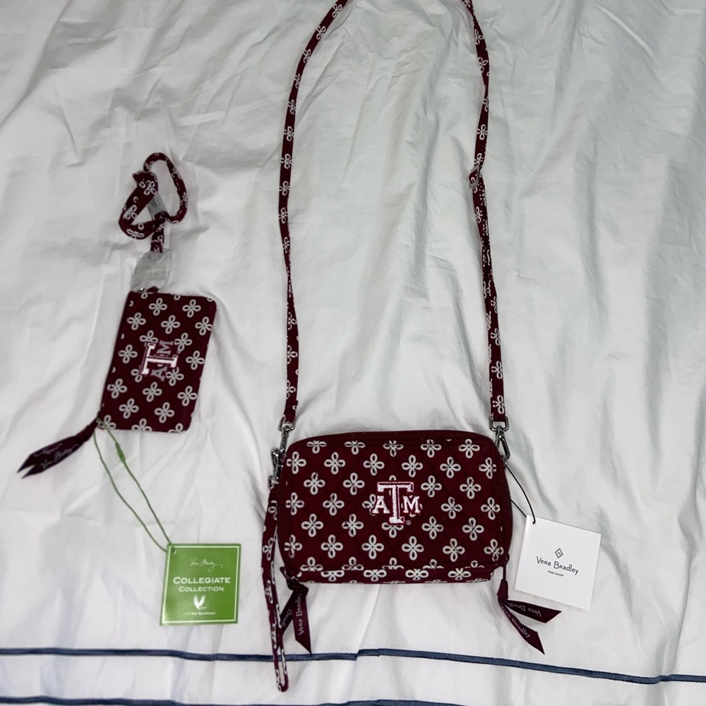 New Vera Bradley Texas A&M ‘All in One Crossbody’ and ‘Zip ID Lanyard’ Maroon